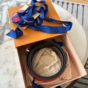 Louis Vuitton Reversible Belt, MONOGRAM/RED